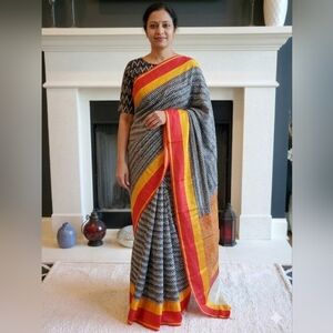 NWOT Women Chanderi Silk Blend Saree Leheriya Style